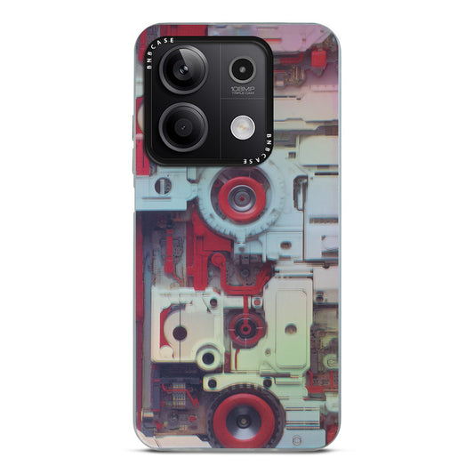 Futuristic Rainbow Effect Circuit Print Hard Back Cover For Redmi Note 13 5G
