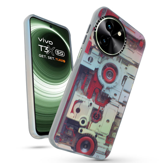 Colorful Reflective Circuit Prints Hard Back Protector Case For Vivo T3x 5G