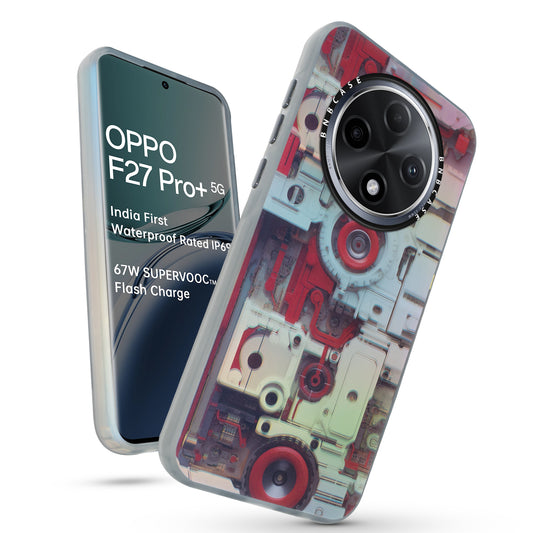 Colorful Reflective Circuit Prints Hard Back Protector Case For Oppo F27 Pro Plus 5G