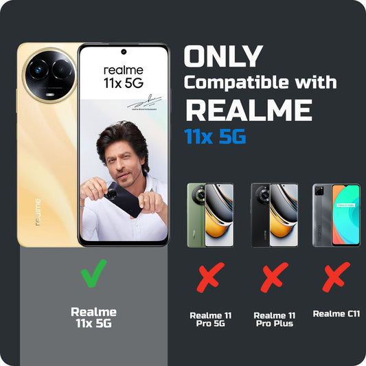 Silicone Frame Transparent Hard Back Ring Stand Case for Realme 11x 5G