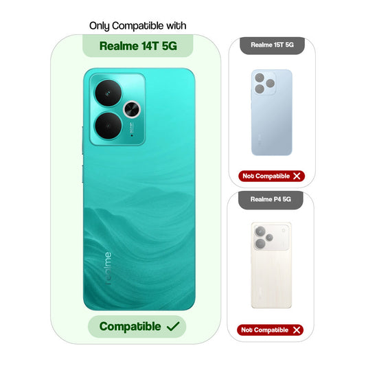 Crystal Clear Anti-Yellow Transparent Back Cover Case With Camera Ring Protection for Realme 14T 5G