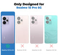 Clear hard back case compatibility guide showing fit for Realme 15 Pro 5G and not compatible with other models