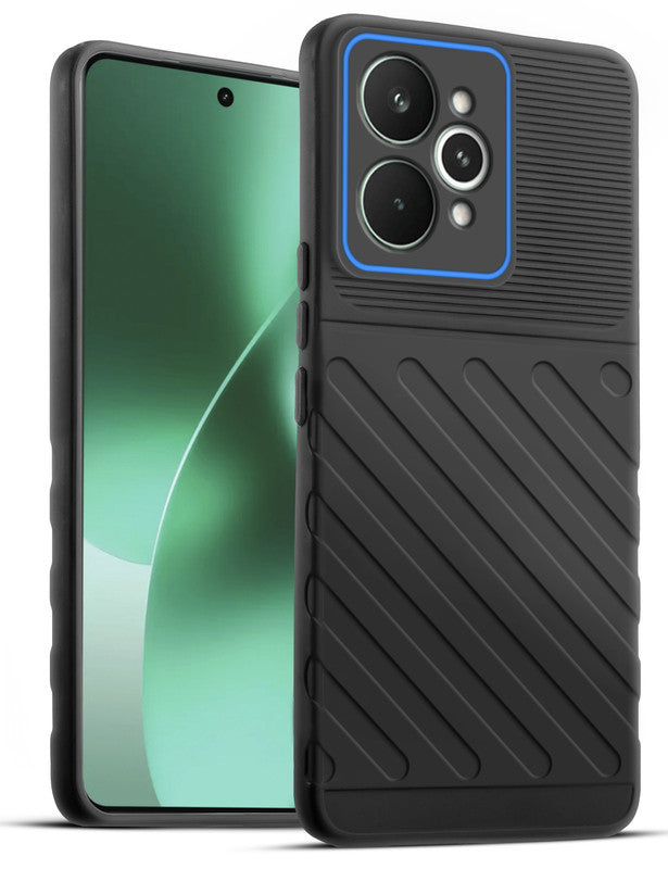 Lightweight and flexible silicone case for Realme 15 Pro 5G with raised camera protection – Black color