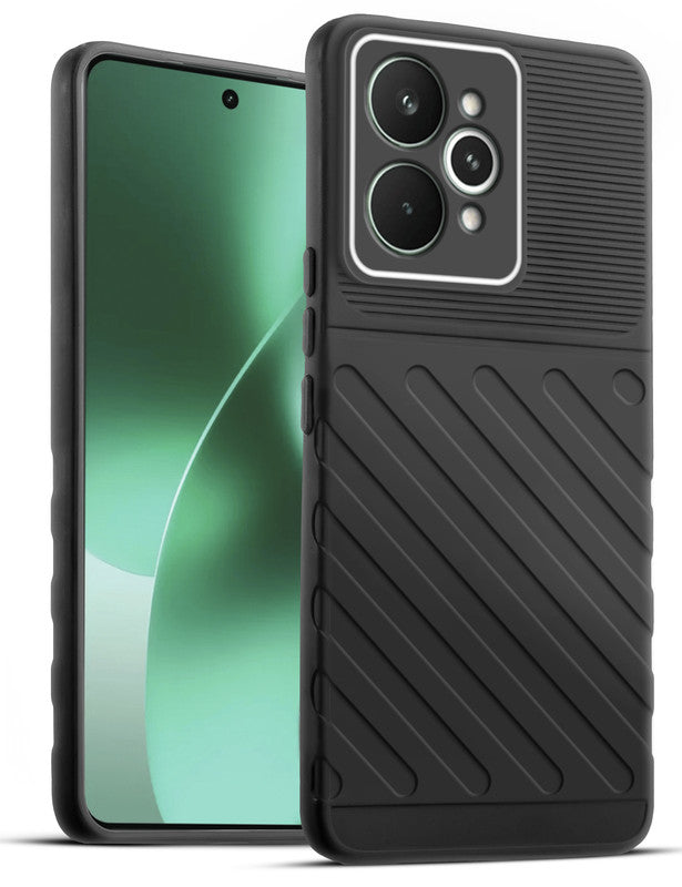 Lightweight and flexible silicone case for Realme 15 Pro 5G with raised camera protection – Black color