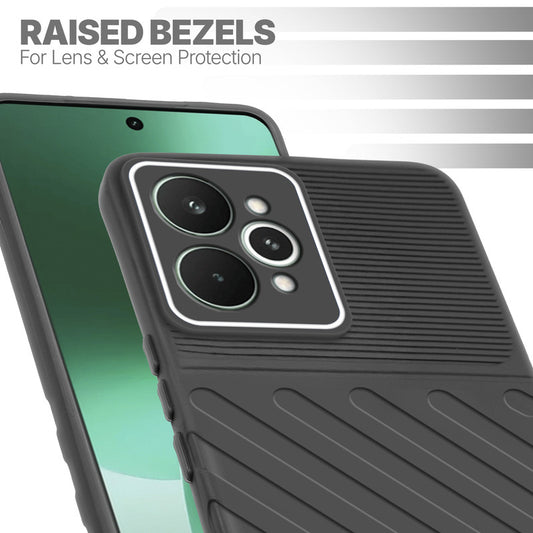 Slim Black silicone back cover for Realme 15 Pro 5G with strong drop protection and soft feel