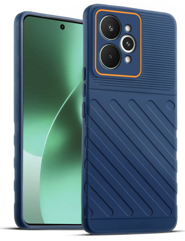 Lightweight and flexible silicone case for Realme 15 Pro 5G with raised camera protection – blue color