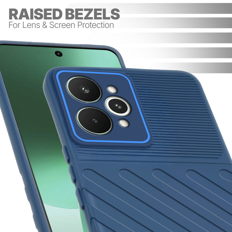 Slim blue silicone back cover for Realme 15 Pro 5G with strong drop protection and soft feel