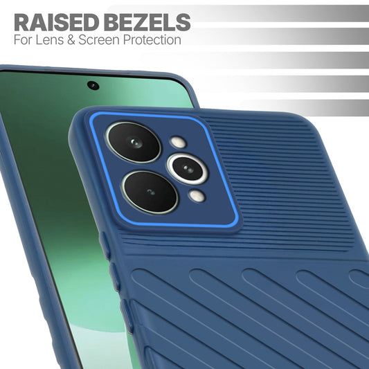 Slim blue silicone back cover for Realme 15 Pro 5G with strong drop protection and soft feel