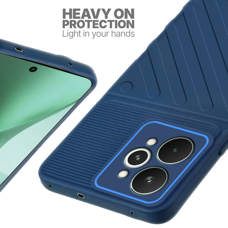 Silicone case for Realme 15 Pro 5G with raised edges for screen and camera protection in blue