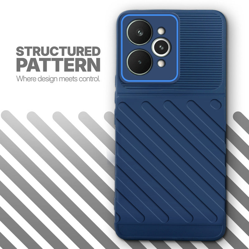 Textured soft silicone back cover for Realme 15 Pro 5G, blue finish with comfortable anti-slip grip