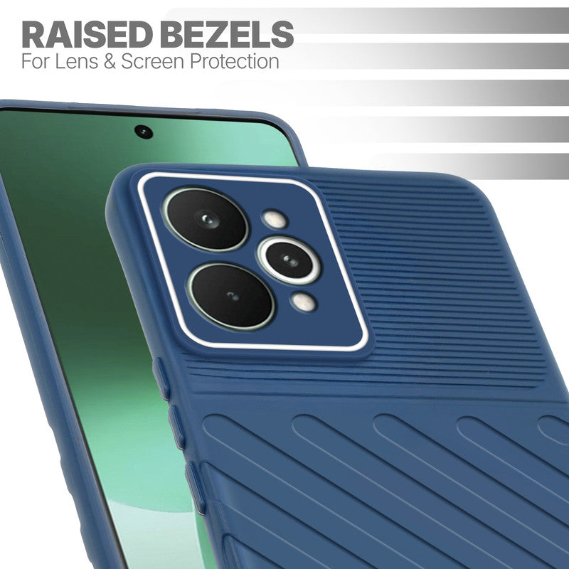 Slim blue silicone back cover for Realme 15 Pro 5G with strong drop protection and soft feel