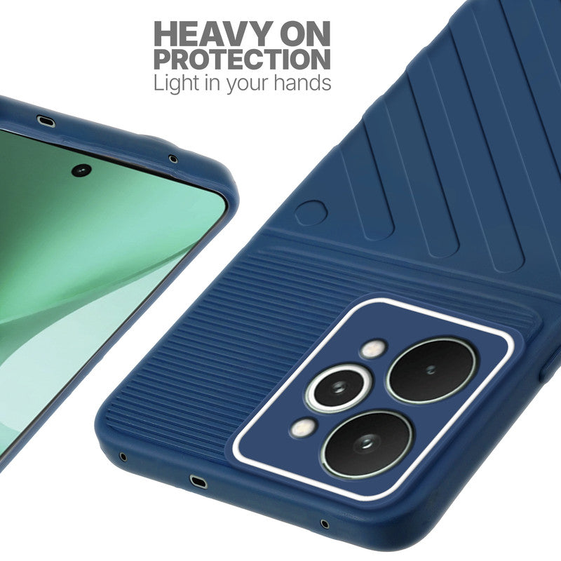 Silicone case for Realme 15 Pro 5G with raised edges for screen and camera protection in blue