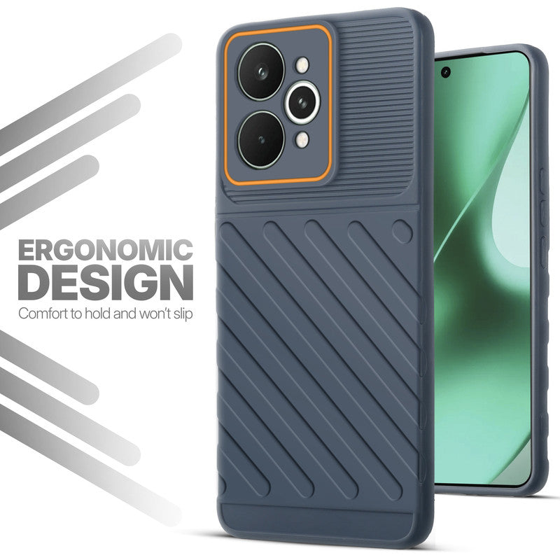 Soft silicone back cover for Realme 15 Pro 5G in Grey with anti-slip grip and textured design