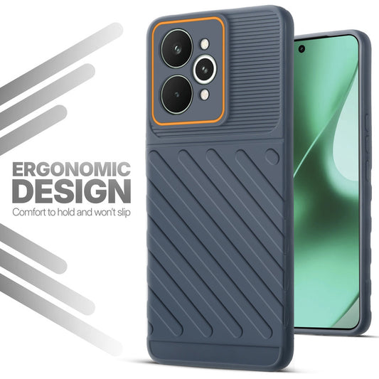 Soft silicone back cover for Realme 15 Pro 5G in Grey with anti-slip grip and textured design