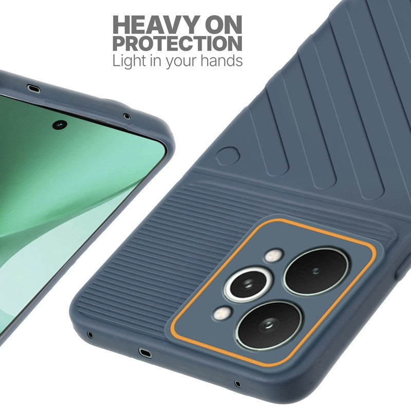 Silicone case for Realme 15 Pro 5G with raised edges for screen and camera protection in Grey
