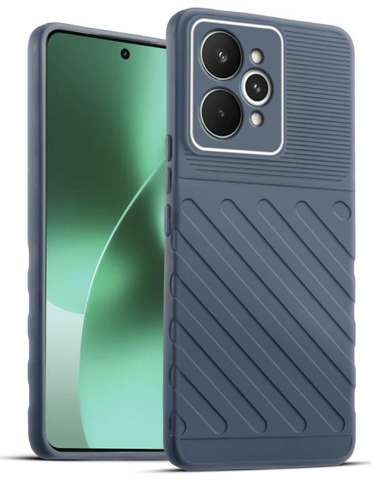 Lightweight and flexible silicone case for Realme 15 Pro 5G with raised camera protection – Grey color