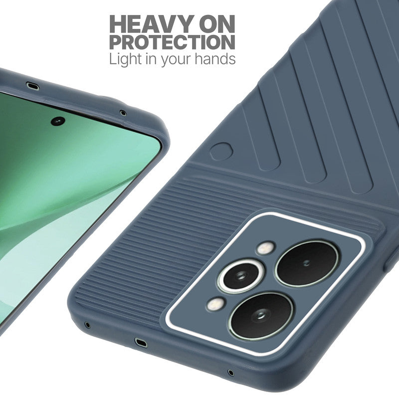 Silicone case for Realme 15 Pro 5G with raised edges for screen and camera protection in Grey