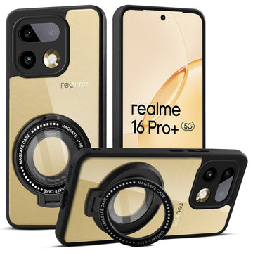 Soft Frame Clear Case Ring Holder Kickstand For Realme 16 Pro Plus 5G