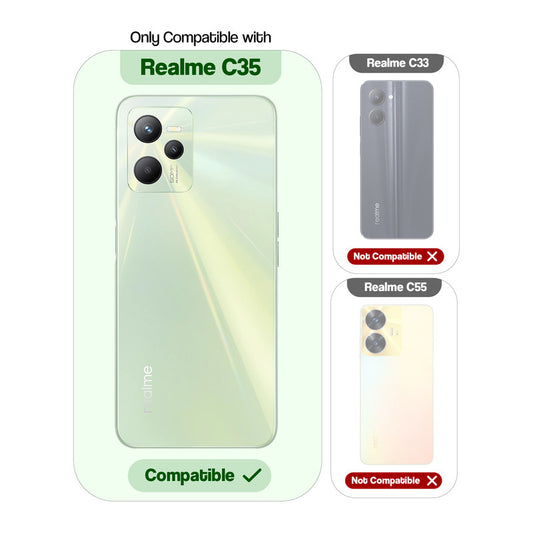 Silicone Frame Transparent Hard Back Ring Stand Case for Realme C35