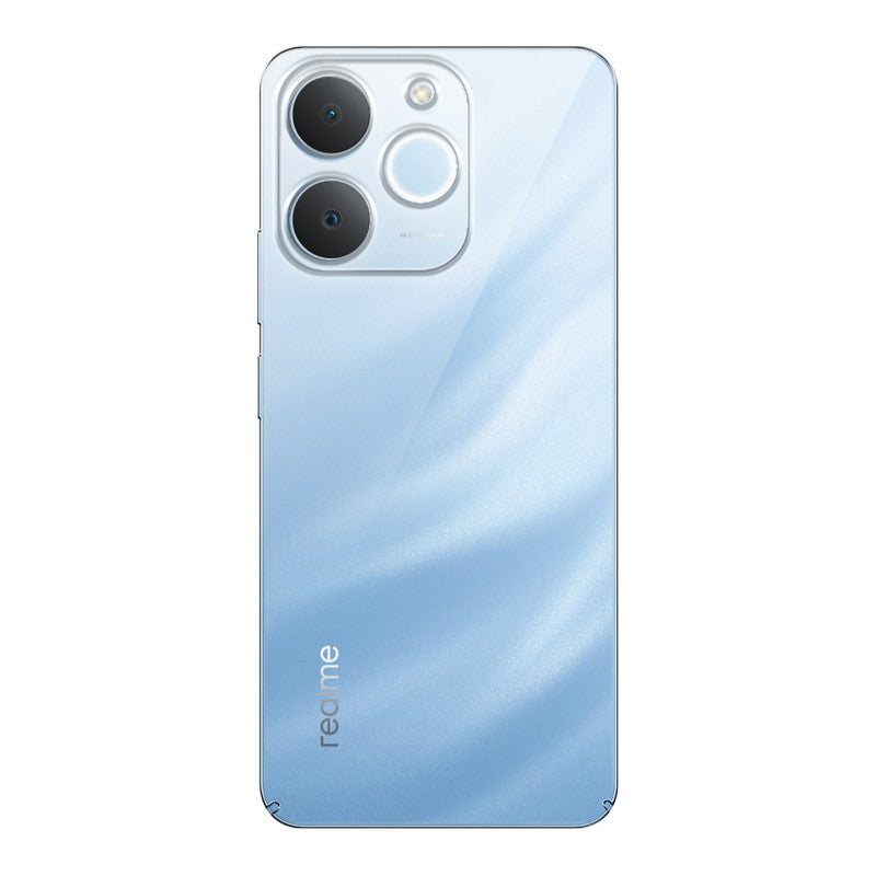 Back view of Realme C71 4G showing camera module and clean rear design with protective case