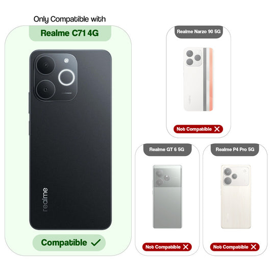Crystal Clear Anti-Yellow Transparent Back Cover Case With Camera Ring Protection for Realme C71 4G