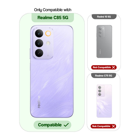 Crystal Clear Anti-Yellow Transparent Back Cover Case With Camera Ring Protection for Realme C85 5G
