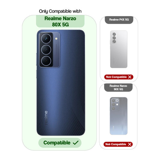 Crystal Clear Anti-Yellow Transparent Back Cover Case With Camera Ring Protection for Realme Narzo 80x 5G