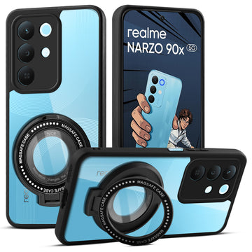Soft Frame Clear Case Ring Holder Kickstand For Realme Narzo 90x 5G