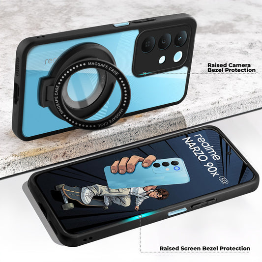 Soft Frame Clear Case Ring Holder Kickstand For Realme Narzo 90x 5G