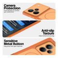 Orange Phone case for Realme P4 Pro 5G highlighting raised camera protection, anti-slip texture, and responsive side buttons