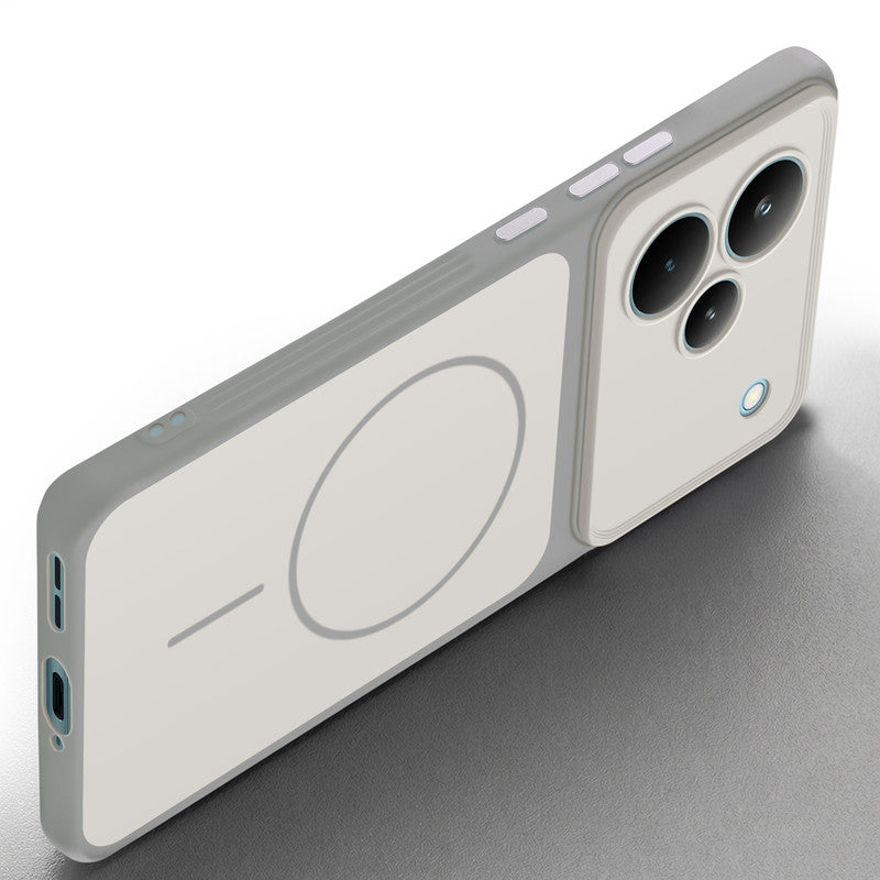 Slim silicone White phone case for Realme P4 Pro 5G side angle view showing grip texture and precise cutouts