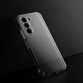 Crystal clear anti-yellow hard back case for Realme P4x 5G placed on surface showing slim profile and precise camera cutouts