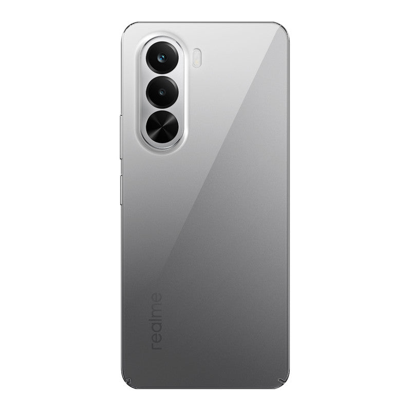 Back view of Realme P4x 5G showing camera module and clean rear design with protective case
