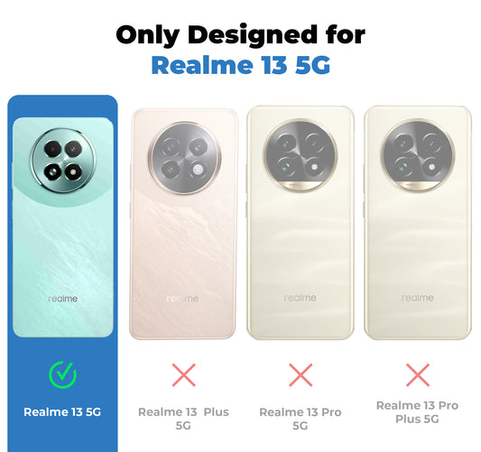 Transparent Back Cover with Silicone frame Matte Ring Holder Kickstand Case For Realme 13 5G