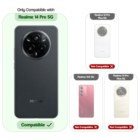 Transparent Shockproof Phone Back Cover Case With Raised Edges For Realme 14 Pro 5G