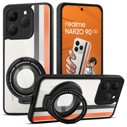 Soft Frame Clear Case Ring Holder Kickstand For Realme Narzo 90 5G