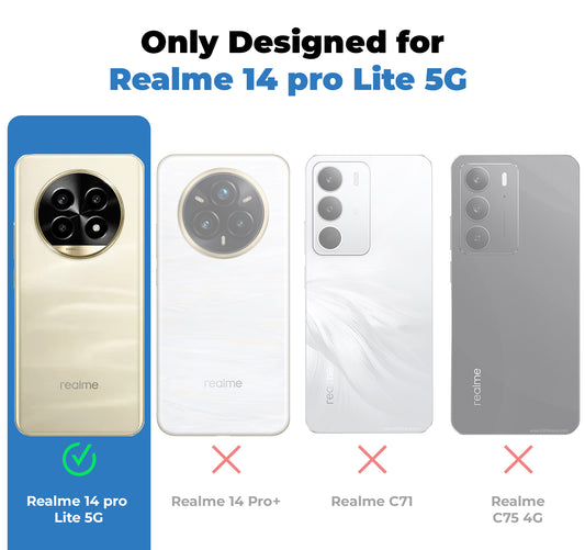 Classic Denim Finish Back Case for Realme 14 Pro Lite 5G with Raised Camera Edges & Micro-Fiber Lining
