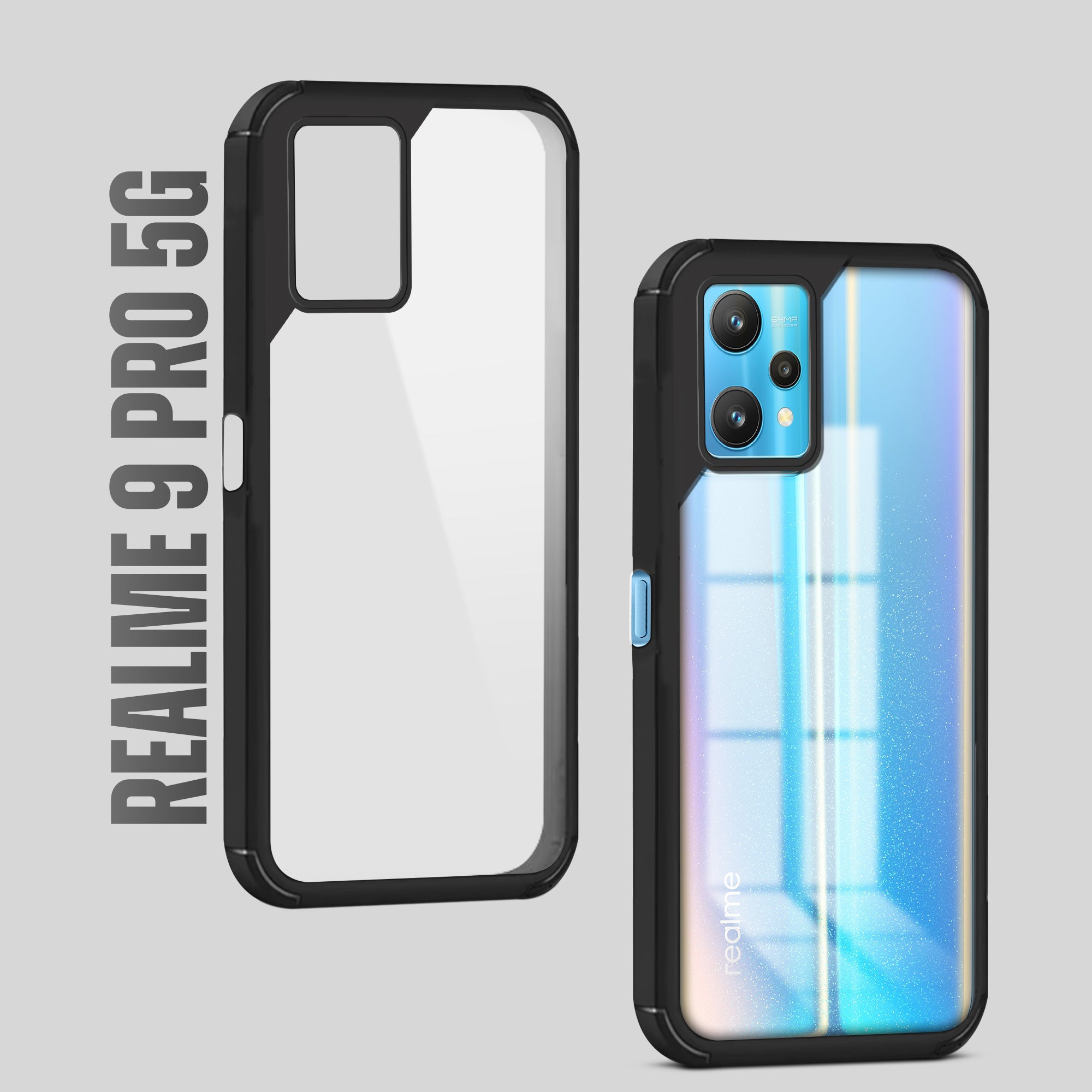 Silicone Frame Transparent Hard Back Cover for Realme 9 Pro 5G