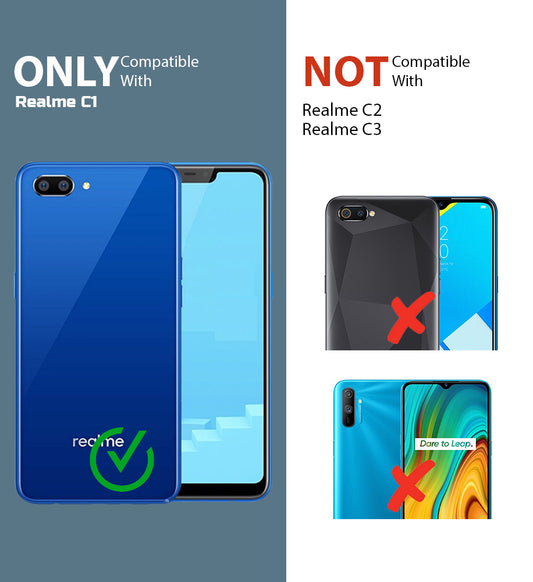 Silicone Frame Transparent Hard Back Ring Stand Case for Realme C1