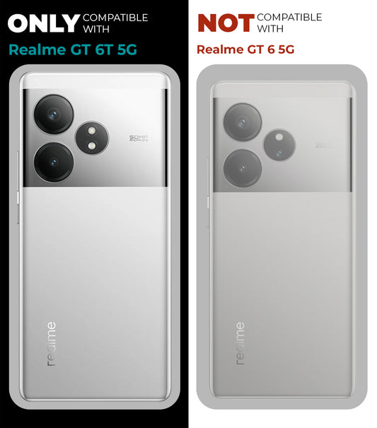 Premium Silicon Soft Framed Case with Clear Back Cover For Realme GT 6T 5G