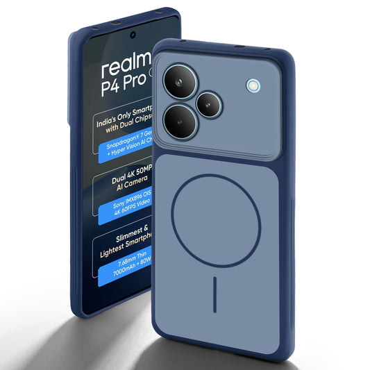 Dual Tone Silicone Back Cover Case With Metal Like Buttons For Realme P4 Pro 5G