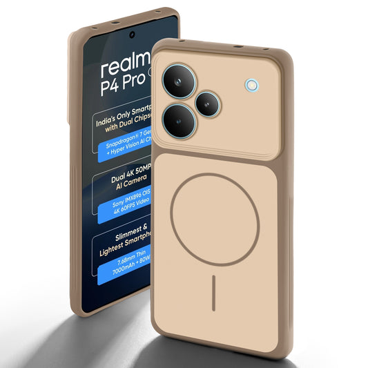 Dual Tone Silicone Back Cover Case With Metal Like Buttons For Realme P4 Pro 5G