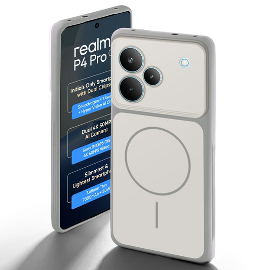 Dual Tone Silicone Back Cover Case With Metal Like Buttons For Realme P4 Pro 5G