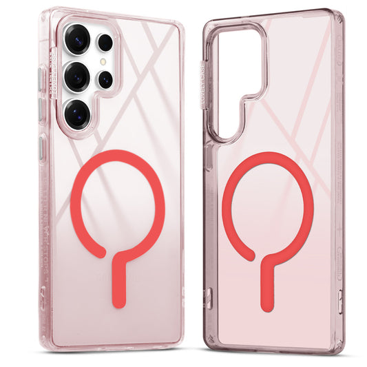 360° Air-Cushioned Protection Back Case For Samsung S23 Ultra 5G Jelly Transparent MagSafe Compatible with Metal Finish Buttons