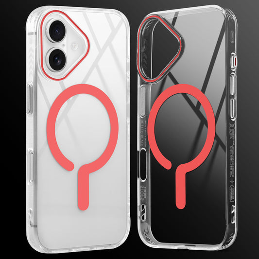 Crystal Clear Airbag Bumper MagSafe Compatible Back Case For Apple iPhone 16 with Metal Finish Buttons