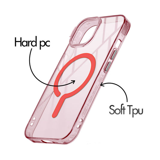 360° Air-Cushioned Protection Back Case For Apple iPhone 15 Jelly Transparent MagSafe Compatible with Metal Finish Buttons