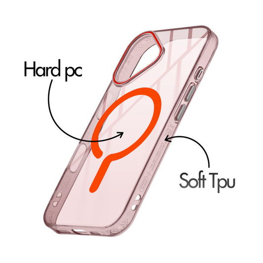 360° Airbag Protection Jelly Transparent MagSafe Compatible Back Case For Apple iPhone 16 with Metal Finish Buttons