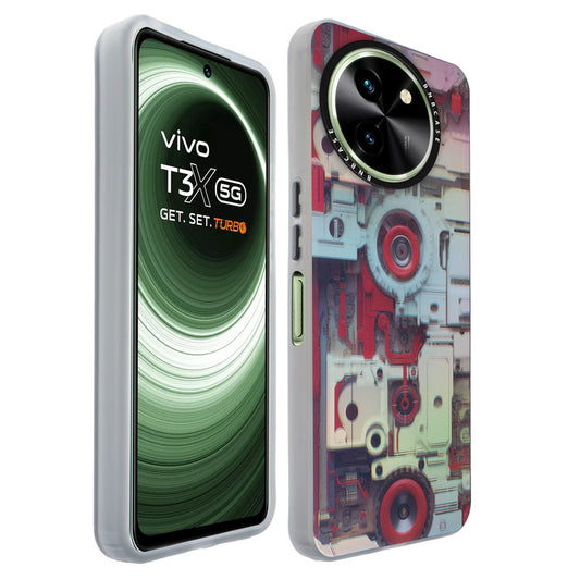 Colorful Reflective Circuit Prints Hard Back Protector Case For Vivo T3x 5G