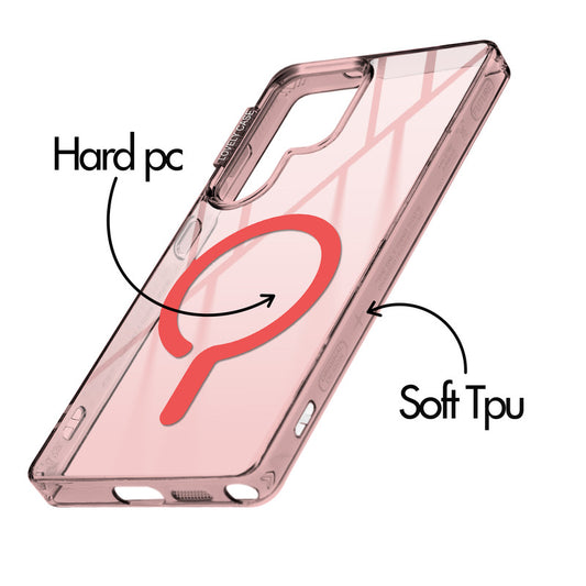360° Air-Cushioned Protection Back Case For Samsung S23 Ultra 5G Jelly Transparent MagSafe Compatible with Metal Finish Buttons