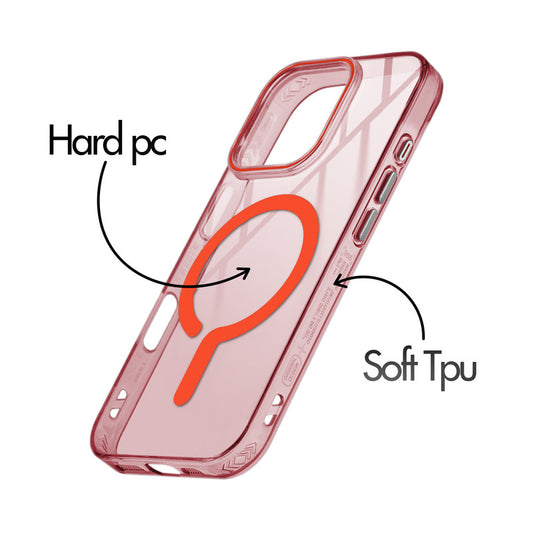 360° Airbag Protection Jelly Transparent MagSafe Compatible Back Cover For Apple iphone 16 Pro Max with Metal Finish Buttons